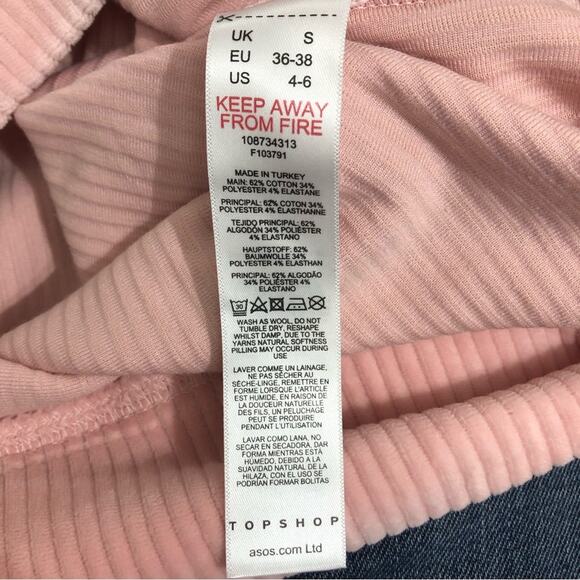 Topshop Ribbed Velour Half Zip Sweatshirt 4-6 NWT - Picture 8 of 9